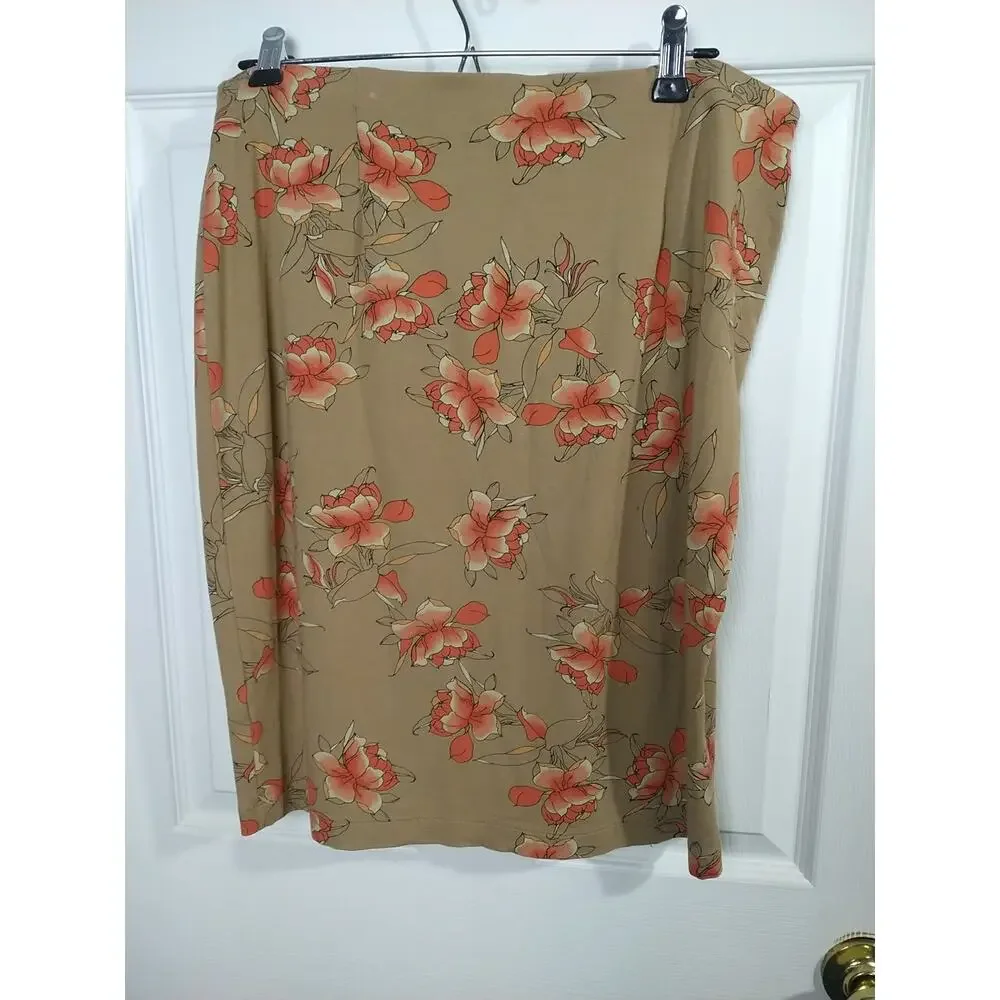J. Jill Tan Floral Midi Skirt - Picture 7 of 8